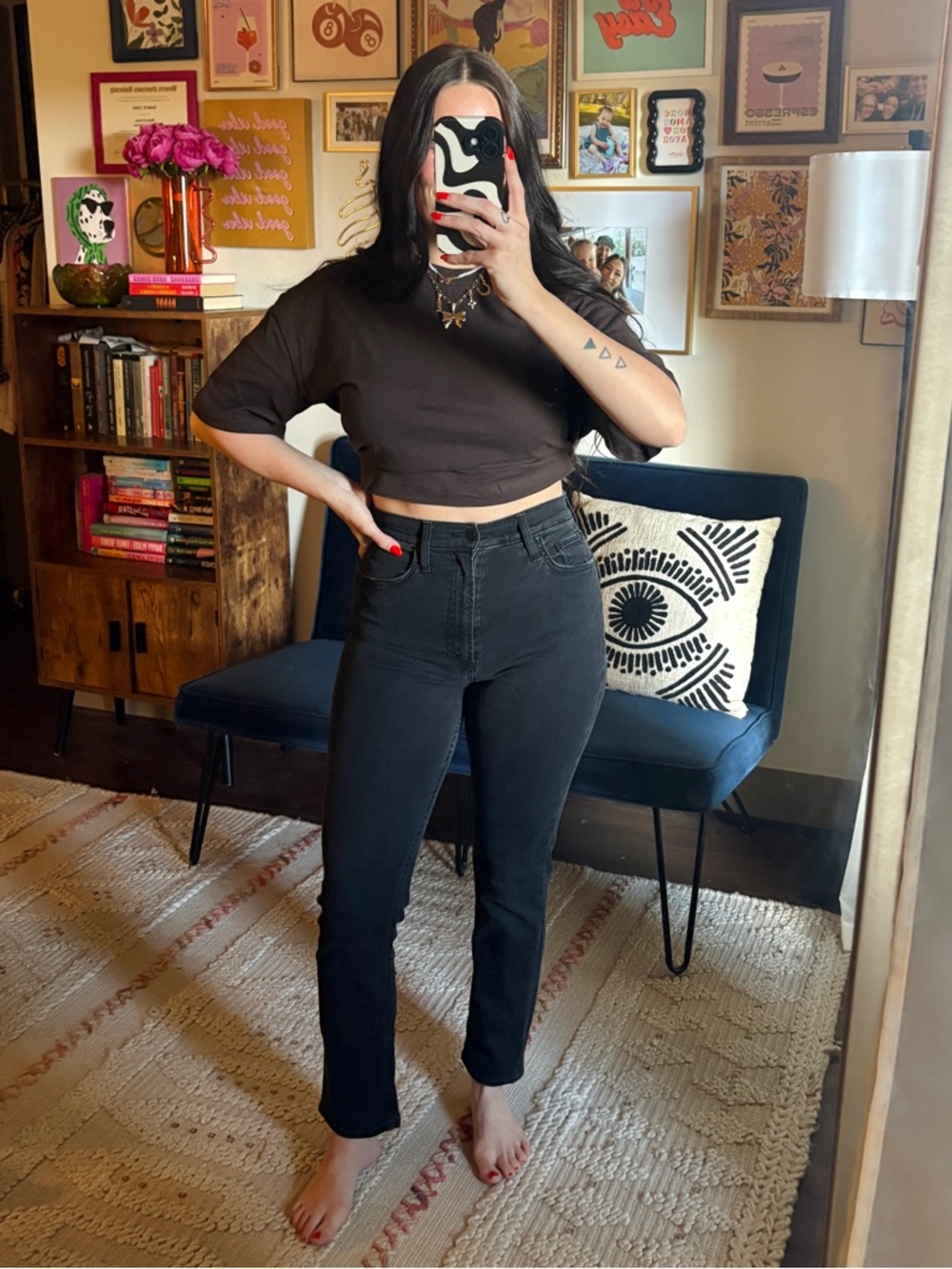 MOTHER High Waisted Rider Ankle Jeans in Not Guilty